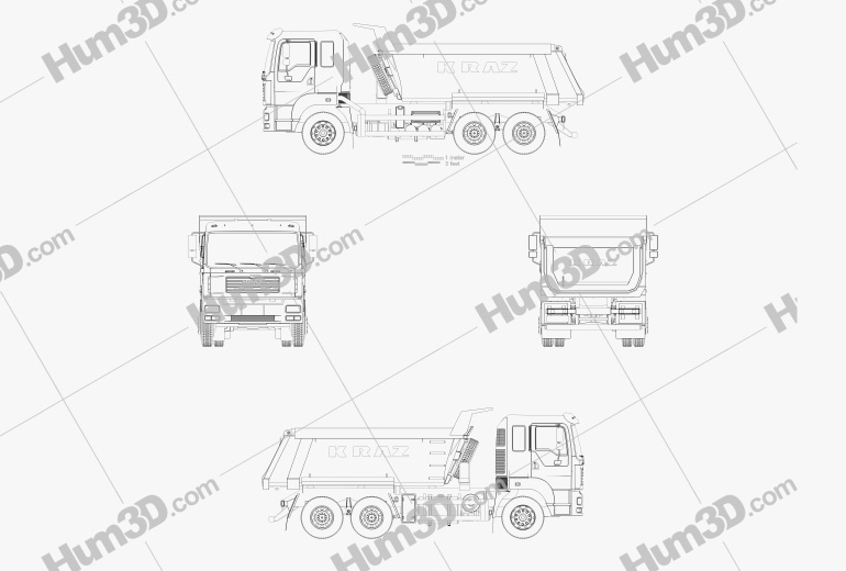 KrAZ C26.2M Camion Ribaltabile 2016 Blueprint
