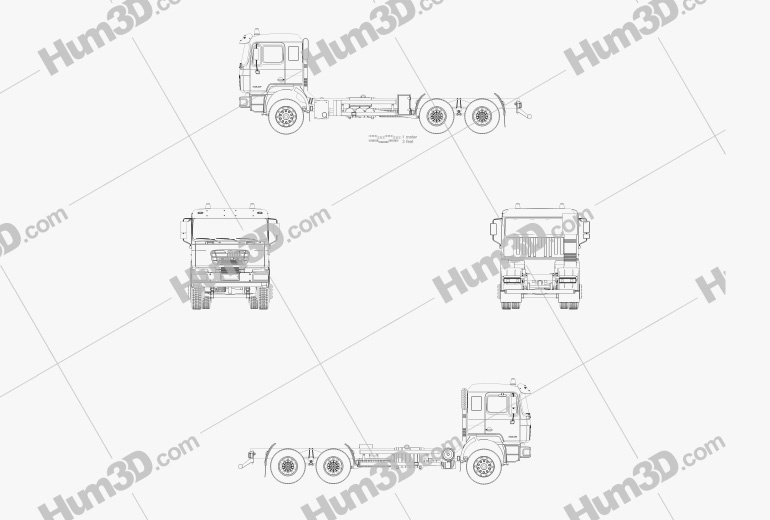 KrAZ H23.2M Chasis de Camión 2015 Blueprint