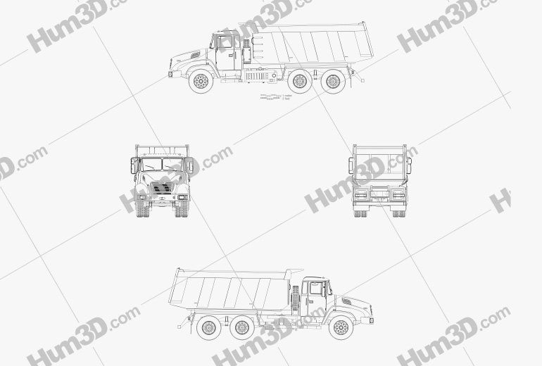 KrAZ C18.1 Camion Benne 2016 Blueprint
