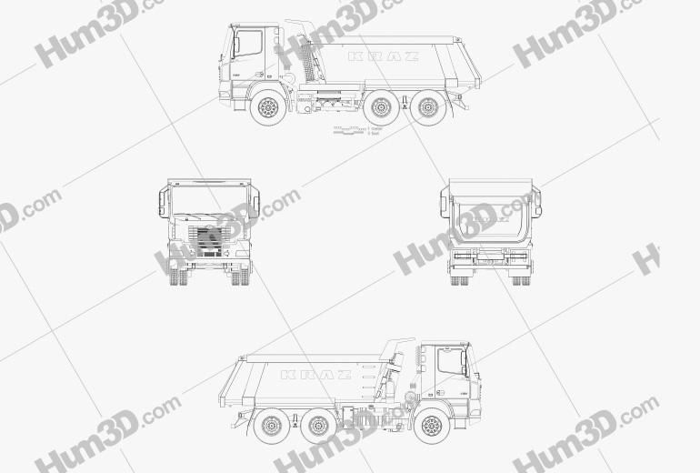 KrAZ C20.2 Camión Volquete 2016 Blueprint