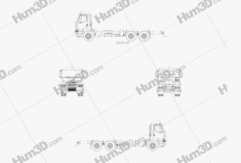 KrAZ H23.2R Camion Telaio 2016 Blueprint