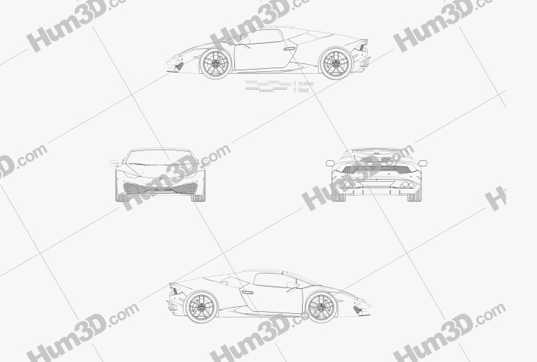 Lamborghini Huracan LP 610-4 Spyder 2018 Blueprint