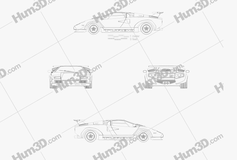 Lamborghini Countach Turbo 1985 Blueprint