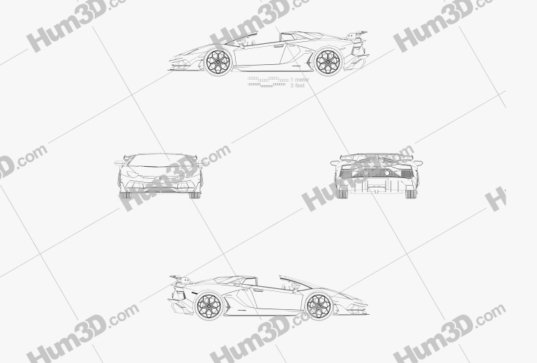 Lamborghini Aventador SVJ 로드스터 2020 도면
