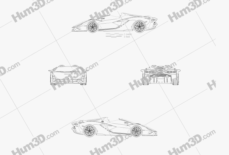 Lamborghini Sian Roadster 2022 Blueprint