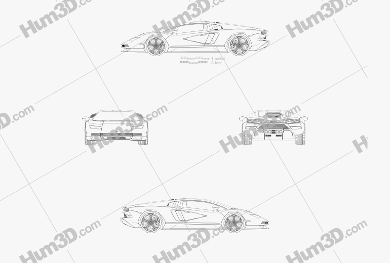 Lamborghini Countach (LPI 800-4) 2022 Blueprint