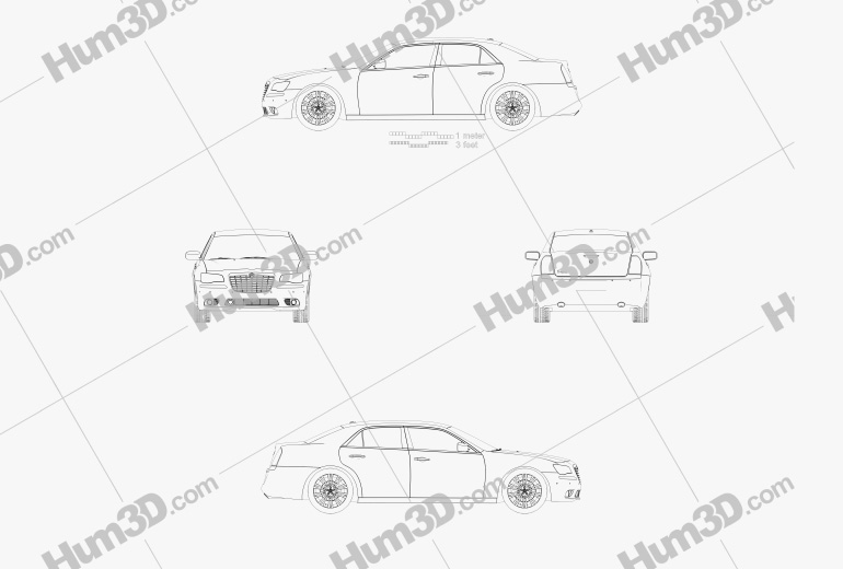 Lancia Thema sedan 2012 Blaupause