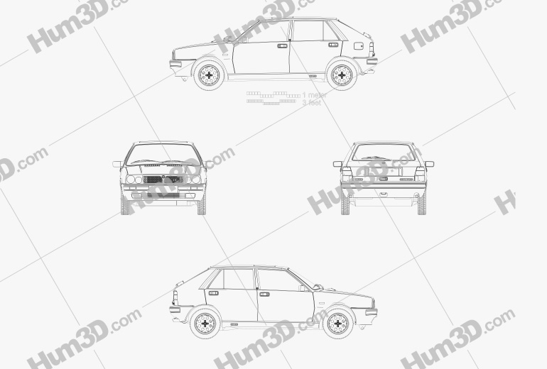 Lancia Delta HF 4WD (831) 1986 Blueprint