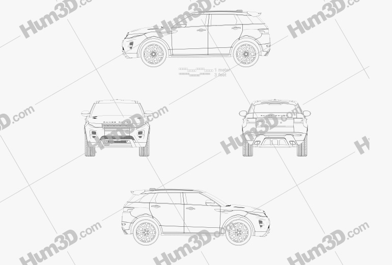 Range Rover Evoque 2012 п'ятидверний Креслення