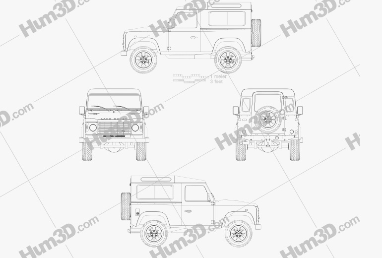 Land Rover Defender 90 Station Wagon 2014 Blueprint