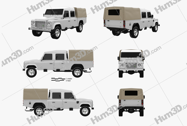 Land Rover Defender 130 High Capacity Double Cab PickUp 2014 Blueprint Template