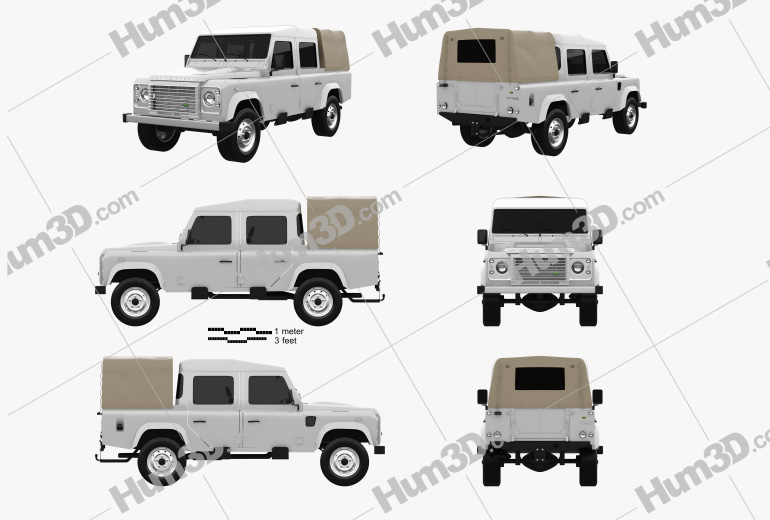 Land Rover Defender 110 Double Cab pickup 2014 Blueprint Template