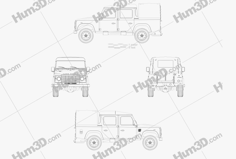 Land Rover Defender 110 Cabine Double pickup 2011 Plan