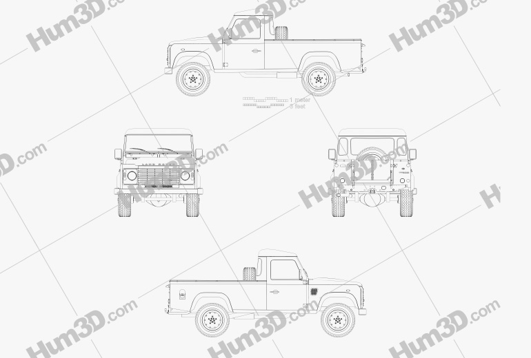 Land Rover Defender 110 pickup 2011 Plan