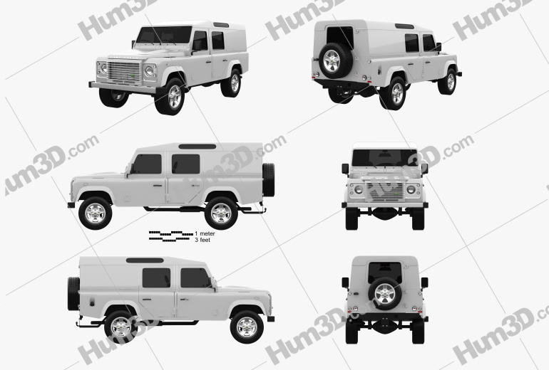 Land Rover Defender 110 Utility Wagon 2014 Blueprint Template