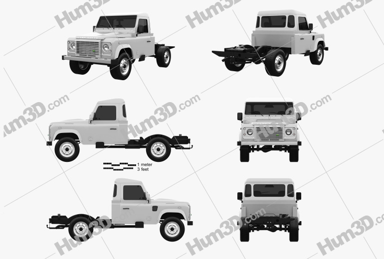 Land Rover Defender 110 Chassis Cab 2014 Blueprint Template