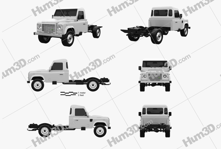 Land Rover Defender 130 Chassis Cab 2014 Blueprint Template