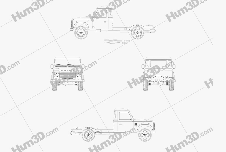 Land Rover Defender 130 Chassis Cab 2014 Blueprint