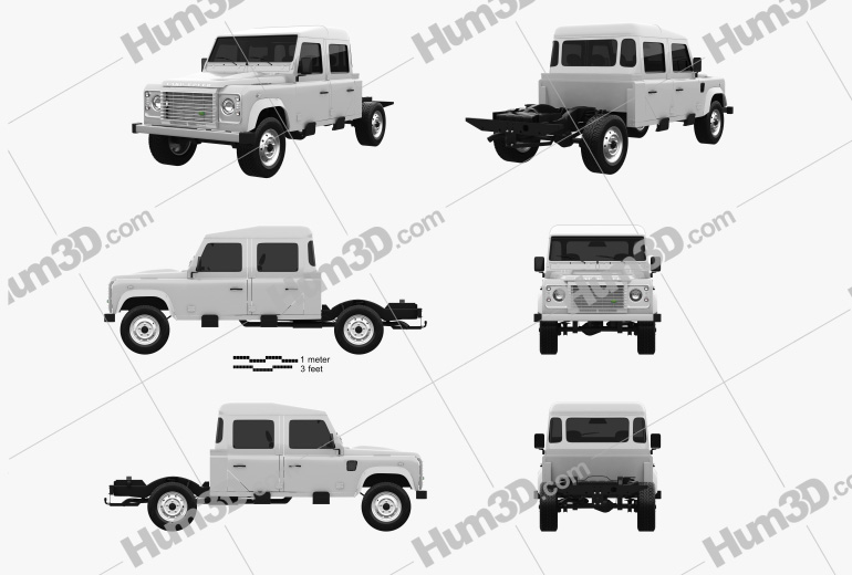 Land Rover Defender 130 Double Cab Chassis 2014 Blueprint Template