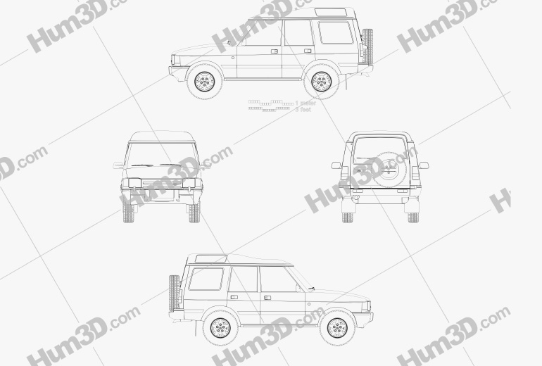 Land Rover Discovery 5 portes 1989 Blueprint