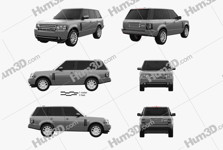 Land Rover Range Rover Supercharged 2012 Blueprint Template