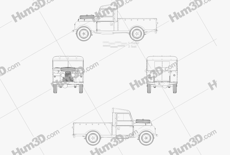 Land Rover Series I 107 Pickup 1958 Plan