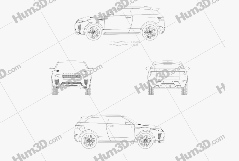 Land Rover Range Rover Evoque 3-Türer 2018 Blueprint