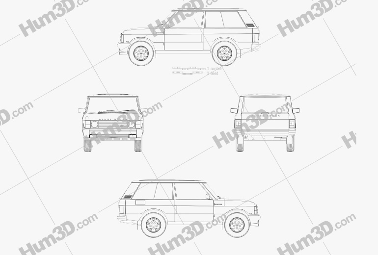 Land Rover Range Rover трехдверный 1996 Чертеж