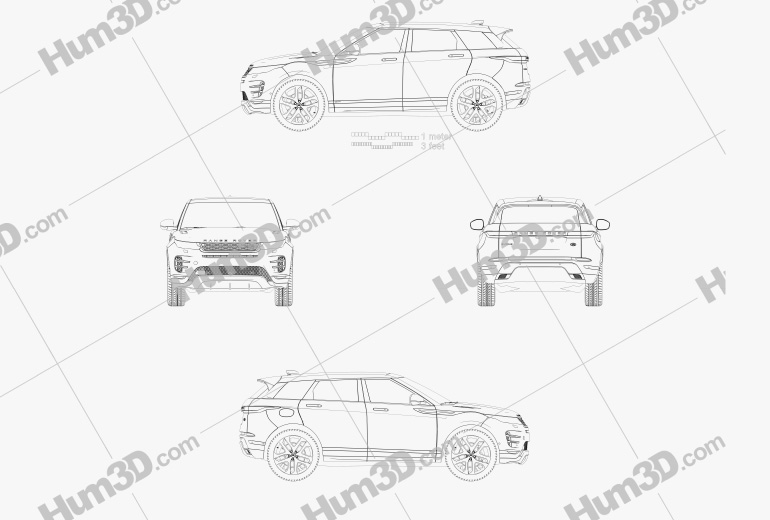 Land Rover Range Rover Evoque R-Dynamic First Edition 2022 ブループリント