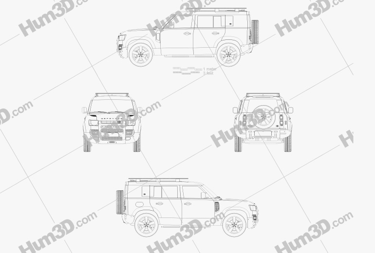 Land Rover Defender 110 Explorer Pack 2022 蓝图