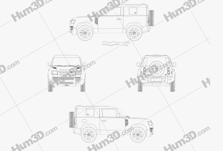 Land Rover Defender 90 2022 Чертеж