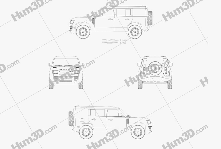 Land Rover Defender 110 hardtop 2022 蓝图