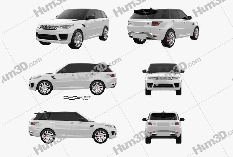 Land Rover Range Rover Sport P400e Autobiography 2022 Blueprint Template