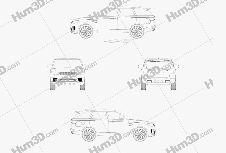 Land Rover Range Rover Sport P400e Autobiography 2022 蓝图