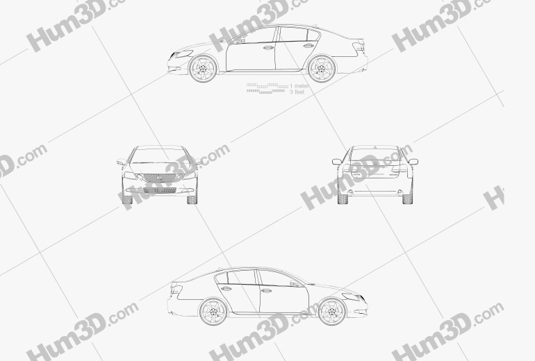 Lexus GS (S190) 2013 Blueprint