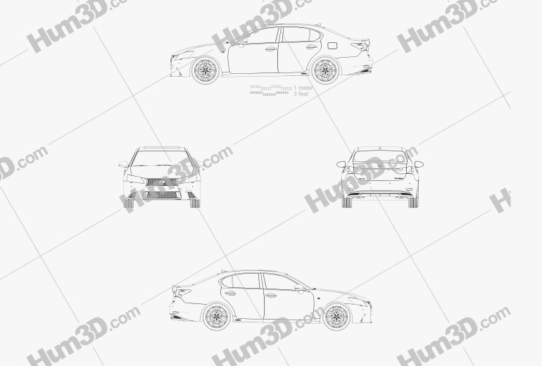 Lexus GS F Sport hybrid (L10) 2015 Blueprint