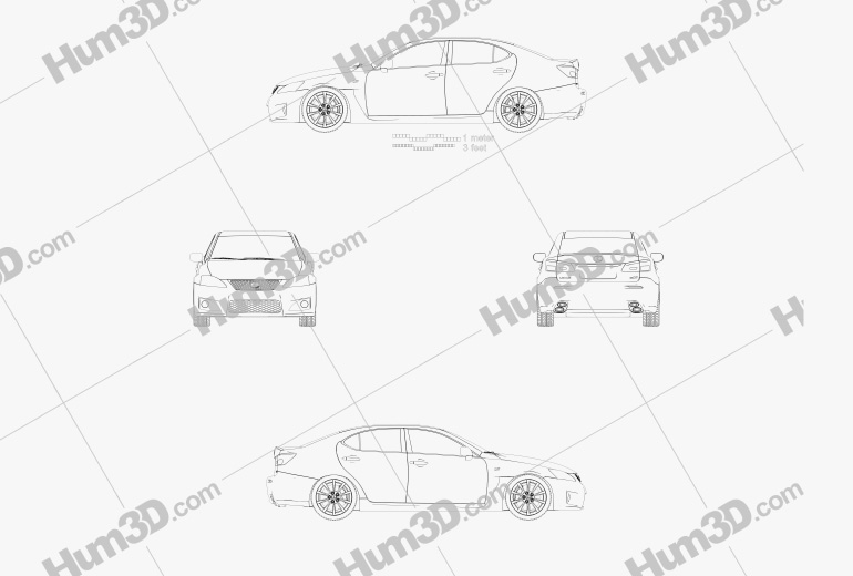 Lexus IS F (XE20) 2013 Blueprint