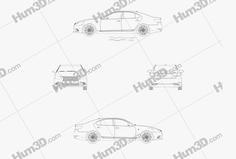 Lexus LS F sport (XF40) 2015 Чертеж
