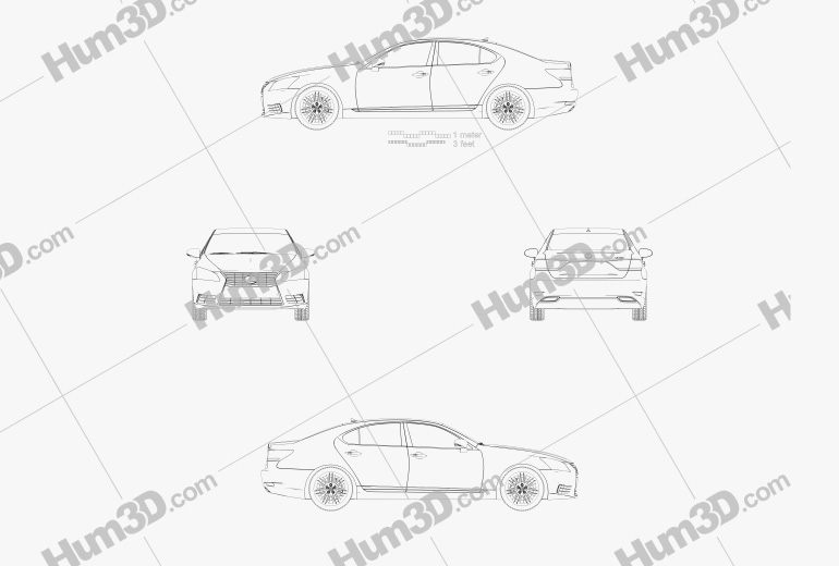 Lexus LS (XF40) 2015 Blueprint
