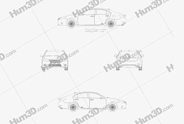 Lexus ES 2013 테크니컬 드로잉