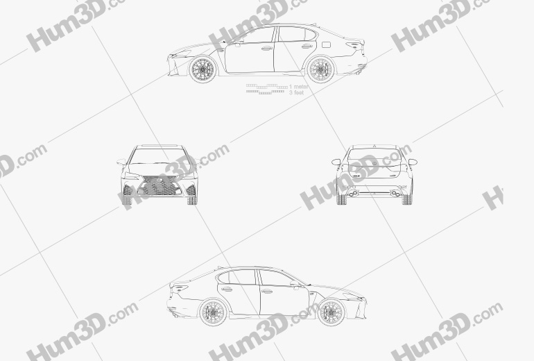 Lexus GS F 2018 Blueprint