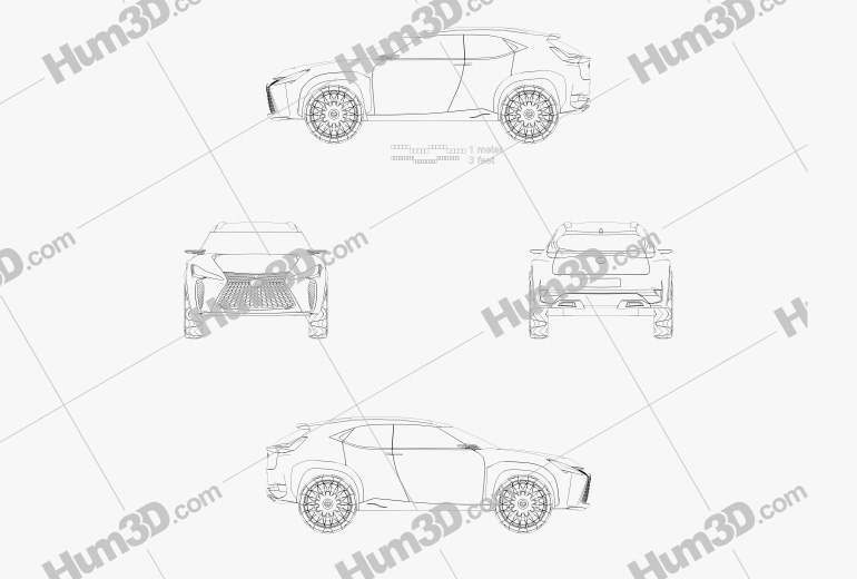 Lexus UX Concept 2017 Blueprint