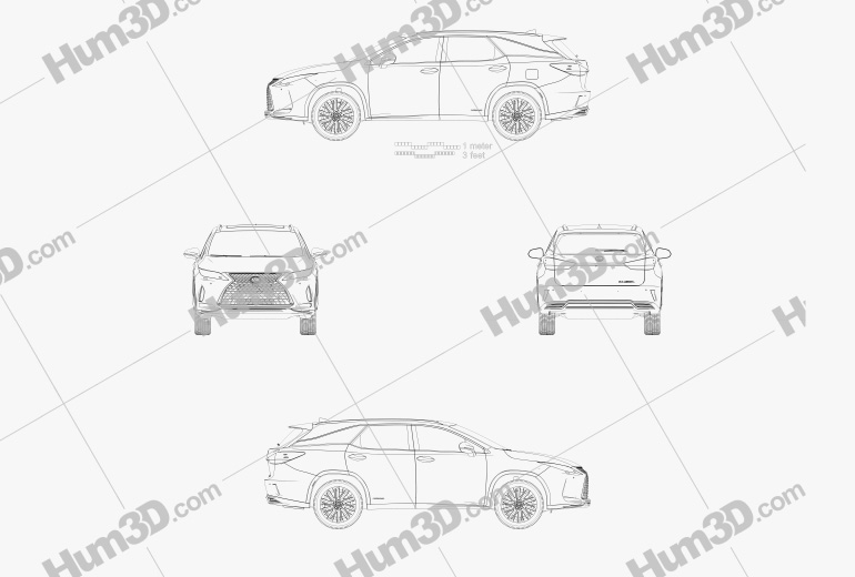 Lexus RX L híbrido 2022 Blueprint