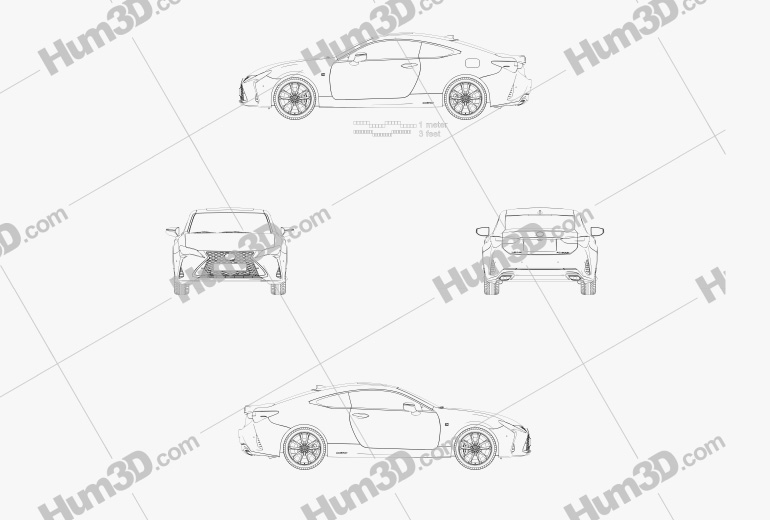 Lexus RC гибрид F-sport 2022 Чертеж
