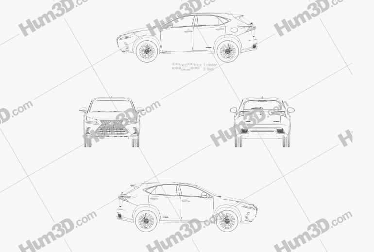 Lexus NX US-spec híbrido 2022 Blueprint