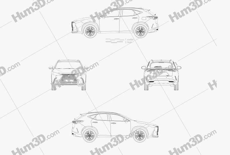 Lexus NX гибрид 2022 Чертеж