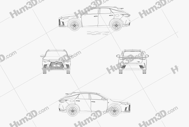Lexus RX гибрид F Sport 2022 Чертеж