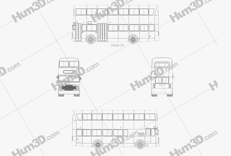 Leyland Victory II Double-Decker Bus 1978 Blueprint