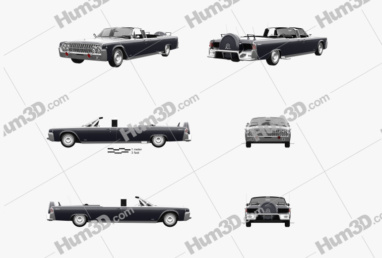 Lincoln Continental X-100 1961 Blueprint Template