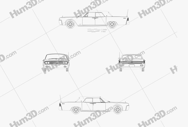 Lincoln Continental Sedán 1962 Blueprint